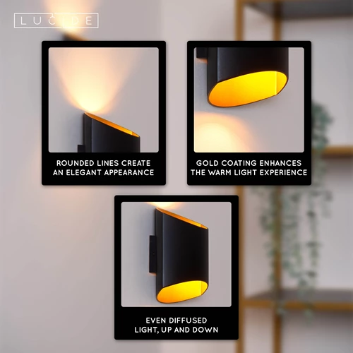 Lucide DILETTA - Wall light - 1xG9 - Black - USP